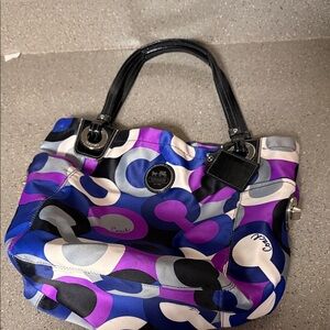 Coach Blue and Purple Patterned Tote
